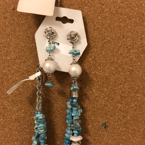 Oyster pear custom made necklace matching earrings - Picture 2 of 8